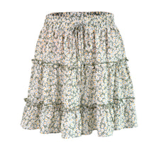 Load image into Gallery viewer, High waist ruffled floral skirt printed beach A-line skirt
