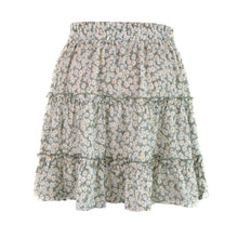 Load image into Gallery viewer, High waist ruffled floral skirt printed beach A-line skirt
