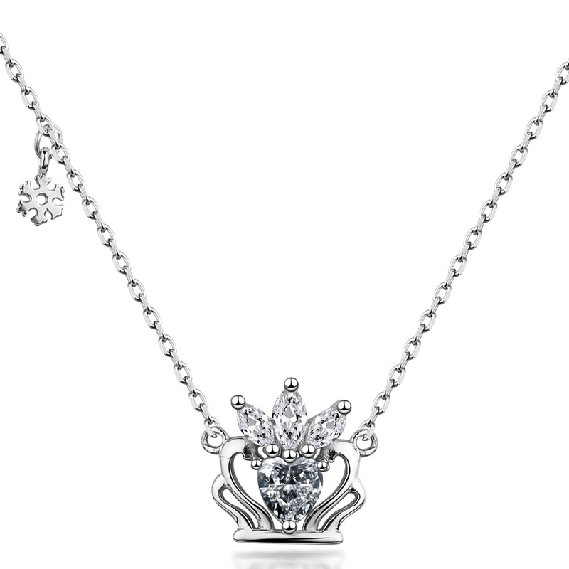 Crown Handmade 925 Sterling Silver chain Pendant Necklace for Women