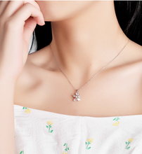 Load image into Gallery viewer, S925 sterling silver diamond opal necklace female clavicle chain plum blossom
