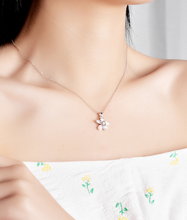 Load image into Gallery viewer, S925 sterling silver diamond opal necklace female clavicle chain plum blossom
