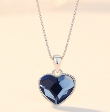 Load image into Gallery viewer, Heart of the Sea Necklace Sterling Silver Austrian Crystal Pendant Love Heart Clavicle Chain
