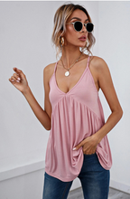 Load image into Gallery viewer, Womens Deep V Neck Wrap Spaghetti Strap Tank Tops Summer Sleeveless Shirts Blouses
