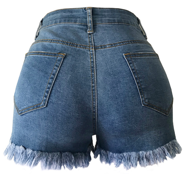 Denim Shorts for Women Mid Rise Ripped Jean Shorts Stretchy Folded