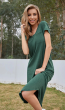 Load image into Gallery viewer, Women&#39;s Casual Loose Pocket Long Dress Short Sleeve Split Maxi Dresses
