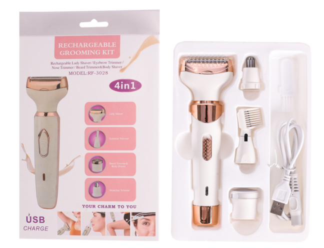 Electric Razor for Women, Painless 4 in 1 Wet & Dry Lady Shaver for Women, Portable Waterproof Bikini Trimmer Body Hair Removal for Legs, Underarms, Armpit, Face (Rose Gold)