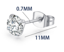 Load image into Gallery viewer, Stud Earrings , Hypoallergenic Cubic Zirconia 316L Earrings Stainless Steel CZ Earrings 6mm
