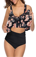 Load image into Gallery viewer, Flower color multicolor two-piece bikini swimsuit
