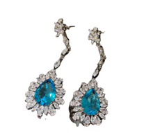 Load image into Gallery viewer, Earrings Shining Glowing Aquamarine Drop Gemstone Earring
