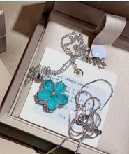 Load image into Gallery viewer, Aquamarine Four Leaf Clover Necklace
