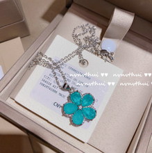 Load image into Gallery viewer, Aquamarine Four Leaf Clover Necklace
