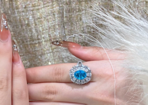 Blue Zircon Flower Ring