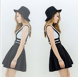 Hollow solid color sexy dress strap skirt