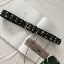 Load image into Gallery viewer, Double row hole belt ring ladies belt chain punk style
