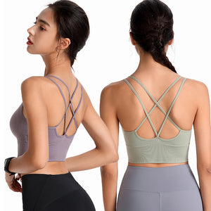 Sports Bra for Women, Sexy Crisscross Back Medium Support Yoga Bra with Removable Cups