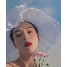 Load image into Gallery viewer, white flower lace organza top hat women&#39;s photography hat
