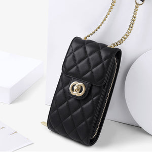 Women's Crossbody One Shoulder Evening Bag, Leather Crossbody Bag Chain Strap Clutch Small Square Satchel Wallet