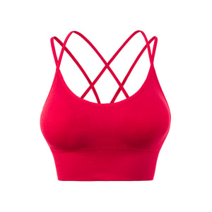 Sports Bra for Women, Sexy Crisscross Back Medium Support Yoga Bra with Removable Cups