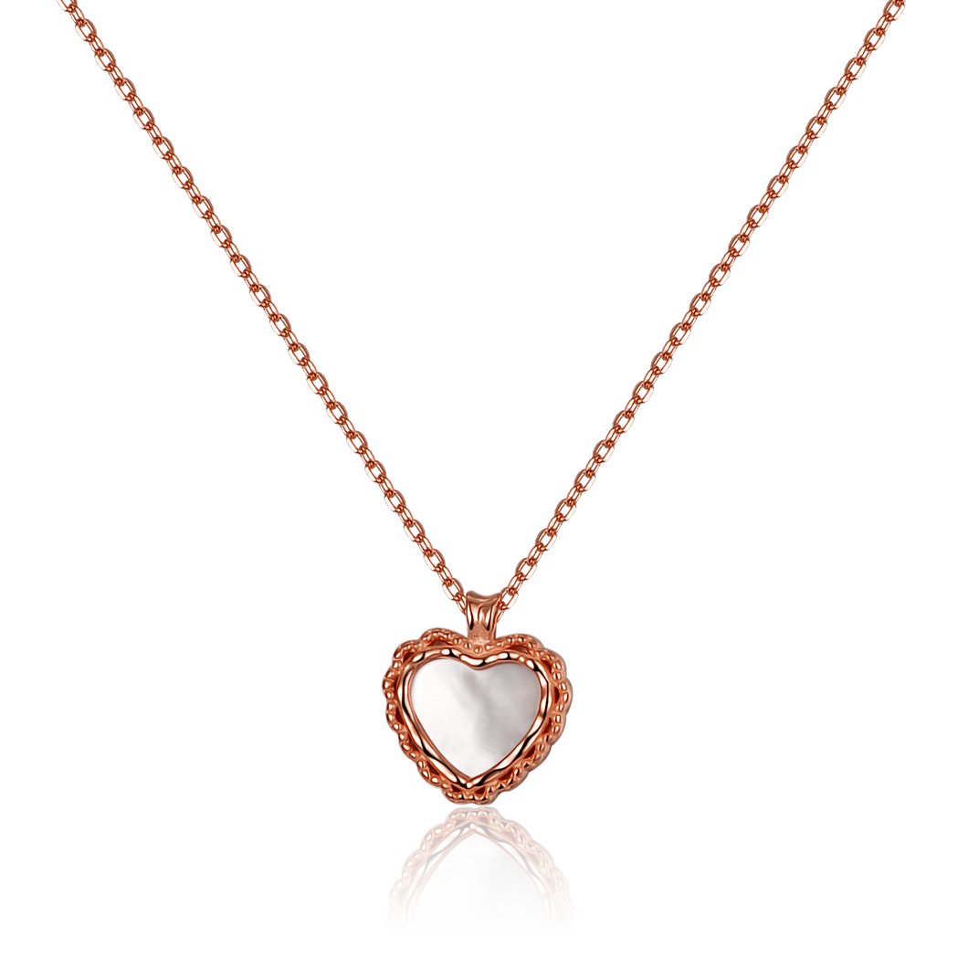 Heart Shells 925 Sterling Silver Heart Diamond Accent Knot Pendant Necklace for Women