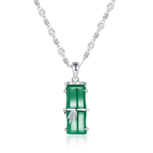 Load image into Gallery viewer, Jade Bamboo Handmade 925 Sterling Silver chain Pendant Necklace for Women
