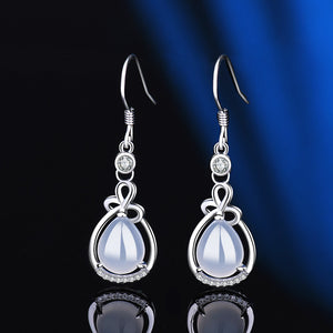 Jade Earrings for Girls Fashion Jewelry Cubic Zirconia Halo Earrings for Women