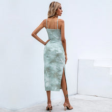 Load image into Gallery viewer, Split sling tie-dye dress sexy lace a-line knitted midi skirt
