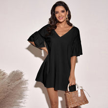 Load image into Gallery viewer, V-neck short skirt holiday style loose cotton dress
