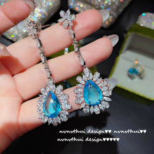 Load image into Gallery viewer, Earrings Shining Glowing Aquamarine Drop Gemstone Earring
