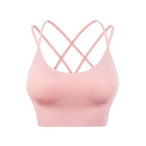 Sports Bra for Women, Sexy Crisscross Back Medium Support Yoga Bra with Removable Cups